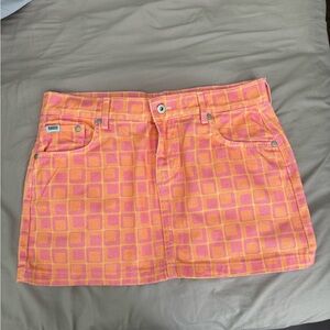 Ragged jeans pink and orange doll skirt